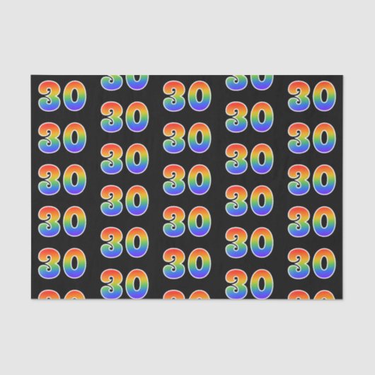Papier Mousseline Fun Rainbow Spectrum Motif "30" Numéro d'événement (Recto)