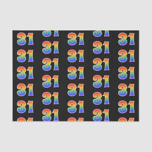 Papier Mousseline Fun Rainbow Spectrum Motif "31" Numéro d'événement (Recto)