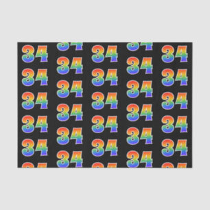 Papier Mousseline Fun Rainbow Spectrum Motif "34" Numéro d'événement
