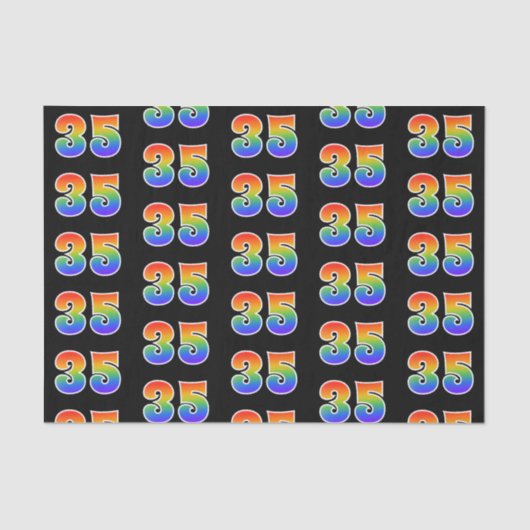 Papier Mousseline Fun Rainbow Spectrum Motif "35" Numéro d'événement (Recto)