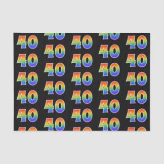 Papier Mousseline Fun Rainbow Spectrum Motif "40" Numéro d'événement