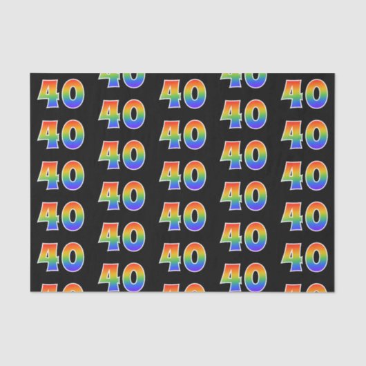 Papier Mousseline Fun Rainbow Spectrum Motif "40" Numéro d'événement (Recto)