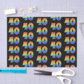 Papier Mousseline Fun Rainbow Spectrum Motif "40" Numéro d'événement (Artisanat)