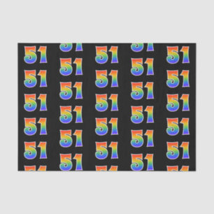 Papier Mousseline Fun Rainbow Spectrum Motif "51" Numéro d'événement