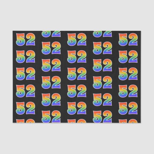 Papier Mousseline Fun Rainbow Spectrum Motif "52" Numéro d'événement (Recto)