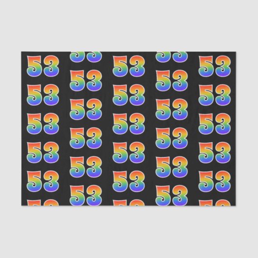 Papier Mousseline Fun Rainbow Spectrum Motif "53" Numéro d'événement (Recto)