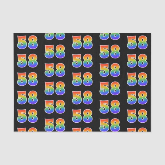Papier Mousseline Fun Rainbow Spectrum Motif "58" Numéro d'événement (Recto)