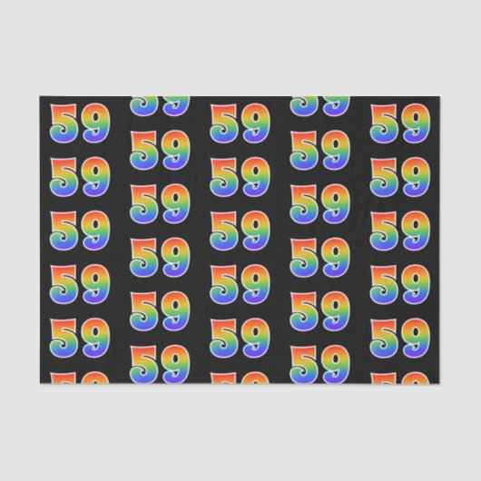 Papier Mousseline Fun Rainbow Spectrum Motif "59" Numéro d'événement (Recto)
