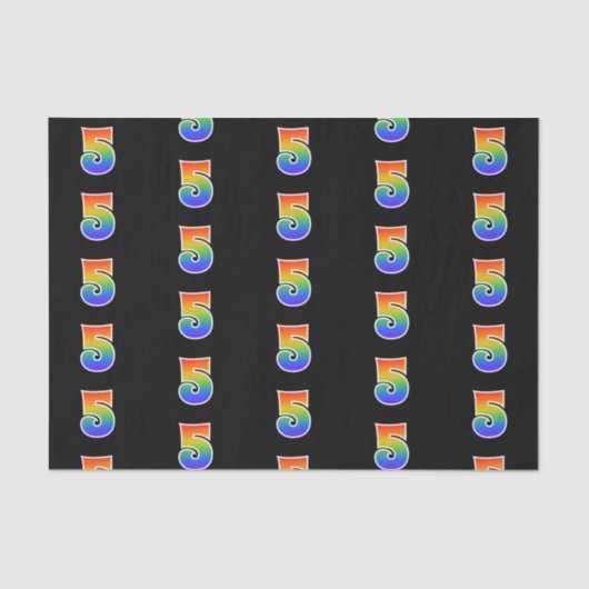 Papier Mousseline Fun Rainbow Spectrum Motif "5" Numéro d'événement (Recto)