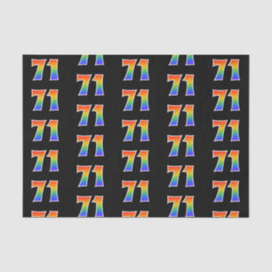 Papier Mousseline Fun Rainbow Spectrum Motif "71" Numéro d'événement
