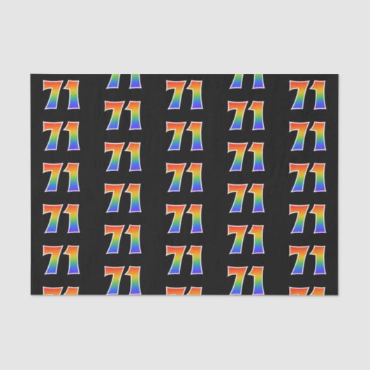 Papier Mousseline Fun Rainbow Spectrum Motif "71" Numéro d'événement (Recto)