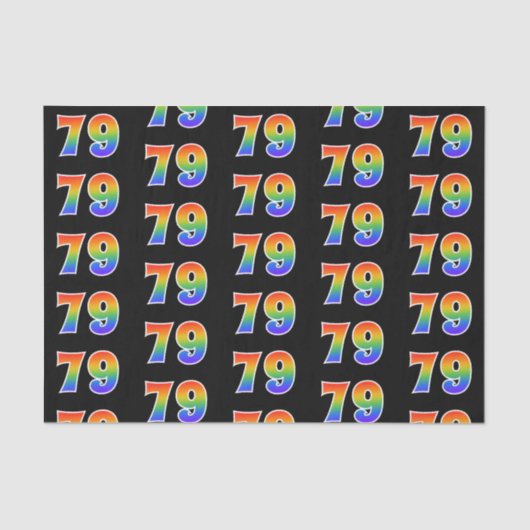 Papier Mousseline Fun Rainbow Spectrum Motif "79" Numéro d'événement (Recto)