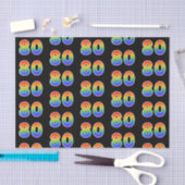 Papier Mousseline Fun Rainbow Spectrum Motif "80" Numéro d'événement (Artisanat)