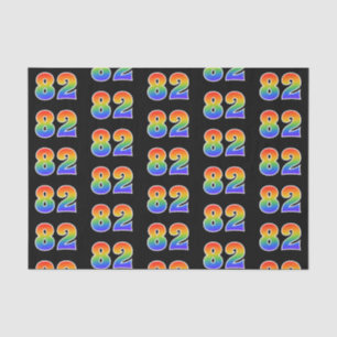 Papier Mousseline Fun Rainbow Spectrum Motif "82" Numéro d'événement