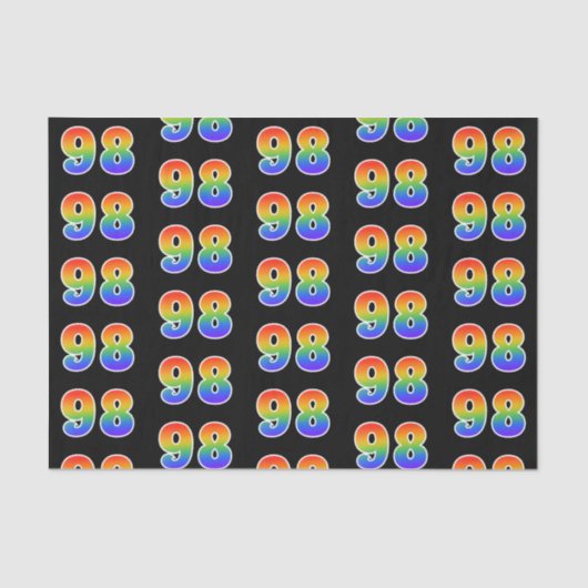 Papier Mousseline Fun Rainbow Spectrum Motif "98" Numéro d'événement (Recto)