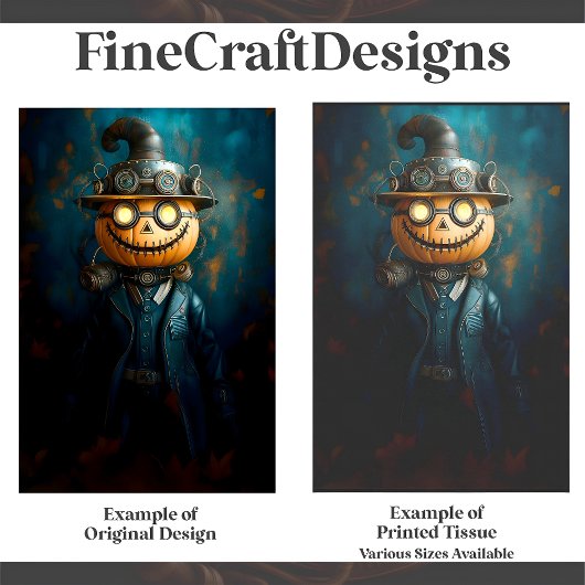 Papier Mousseline Fun Steampunk Halloween Homme Citrouille E9L Décou