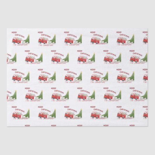 Papier Mousseline Funky Camion Rouge Papier toilette de Noël (Recto)