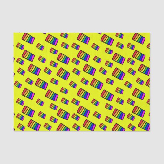 Papier Mousseline Funky Neon Rainbow Block Motif (Recto)