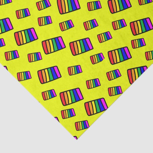 Papier Mousseline Funky Neon Rainbow Block Motif (Détail)