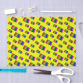 Papier Mousseline Funky Neon Rainbow Block Motif (Artisanat)