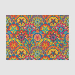 Papier Mousseline Funky Retro couleur Motif Mandala