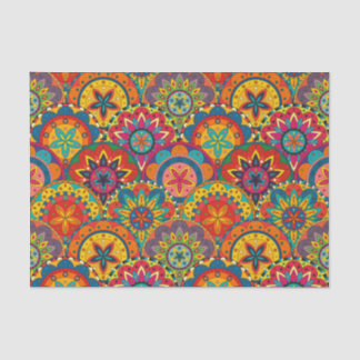 Papier Mousseline Funky Retro couleur Motif Mandala