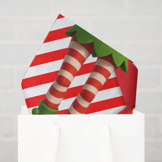 Papier Mousseline Funny Elf Legs Christmas | North Pole Mischief (Sac cadeau)