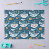 Papier Mousseline Funny Happy Shark Blue Ocean Animal Motif (Artisanat)