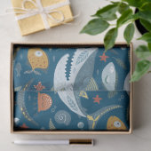Papier Mousseline Funny Happy Shark Blue Ocean Animal Motif (Cadeau)