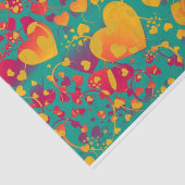 Papier Mousseline Funny Heart Motif IX - vert rouge jaune (Détail)