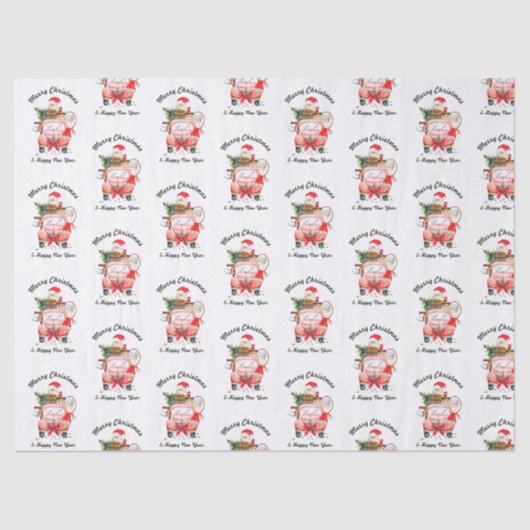 Papier Mousseline Funny new year truck Christmas (Recto)