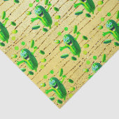 Papier Mousseline Funny Pickleman vert sur fond d'or (Détail)