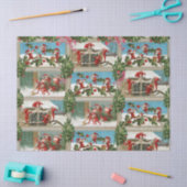 PAPIER MOUSSELINE FUNNY RED CHRISTMAS ELVES, HOLLYBERRIES, MISTLETOE (Artisanat)