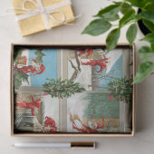 PAPIER MOUSSELINE FUNNY RED CHRISTMAS ELVES, HOLLYBERRIES, MISTLETOE (Cadeau)