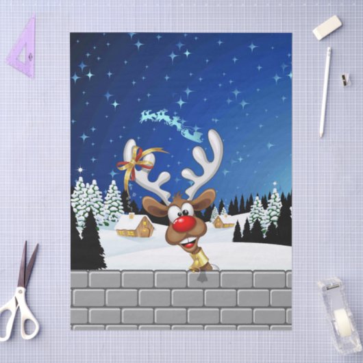 Papier Mousseline Funny Reindeer Peeking Christmas Meme  (Artisanat)