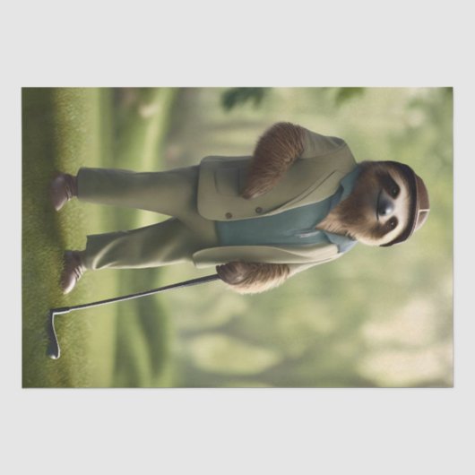 Papier Mousseline Funny Sloth Golf Player, (Recto)