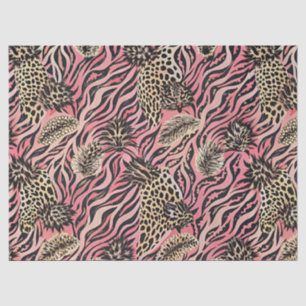 Papier Mousseline Fusion Poster de animal rose - Motif sans couture