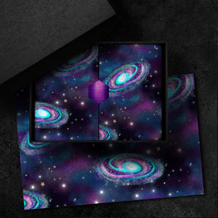 Papier Mousseline Galaxie de la Voie Lactée Bleu cosmique Violet r
