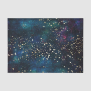 Papier Mousseline Galaxy Star Space Night Bleu et violet