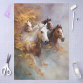 Papier Mousseline Galoping Horses À Travers La Pointe Automne (Artisanat)
