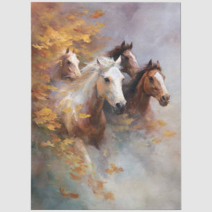 Papier Mousseline Galoping Horses À Travers La Pointe Automne