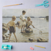 Papier Mousseline Garçons jouant sur le rivage (par Albert Edelfeel) (Artisanat)
