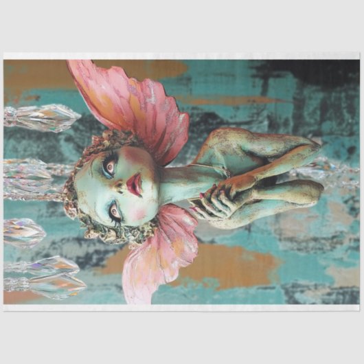 Papier Mousseline Gargouille Gothique Whimsical Fairy Decoupage (Recto)