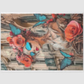 Papier Mousseline Gargoyle gothique Abstrait Bleu Papillon Découpage (Recto)