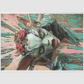 Papier Mousseline Gargoyle gothique effrayant avec Découpage Rose (Recto)