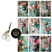 Papier Mousseline Gargoyle Gothique Whimsical Fairy Floral Decoupage