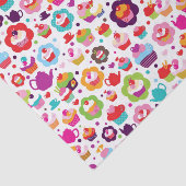 Papier Mousseline Gâteau de tasse et pot mignons de thé (Détail)