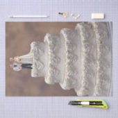 Papier Mousseline Gâteau Mariage Blanc De Cinq Niveaux Avec Couple D (Artisanat)