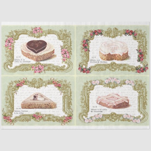 Papier Mousseline Gâteaux à la Crème French Cream Cake Découpage (Recto)