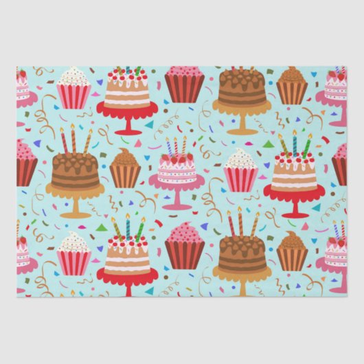 Papier Mousseline Gâteaux et petits gâteaux d'anniversaire colorés s (Recto)